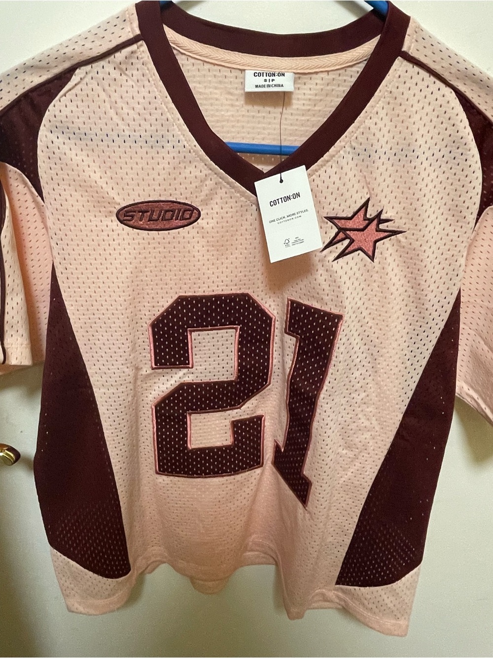 Cotton On Pink & Burgundy Jersey Top - '21' Graphic